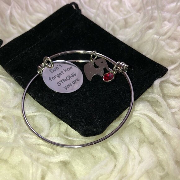 Inspirational Elephant Pendant Charm Wire Aesthetics Bangles Stainless Steel - Picture 3 of 7